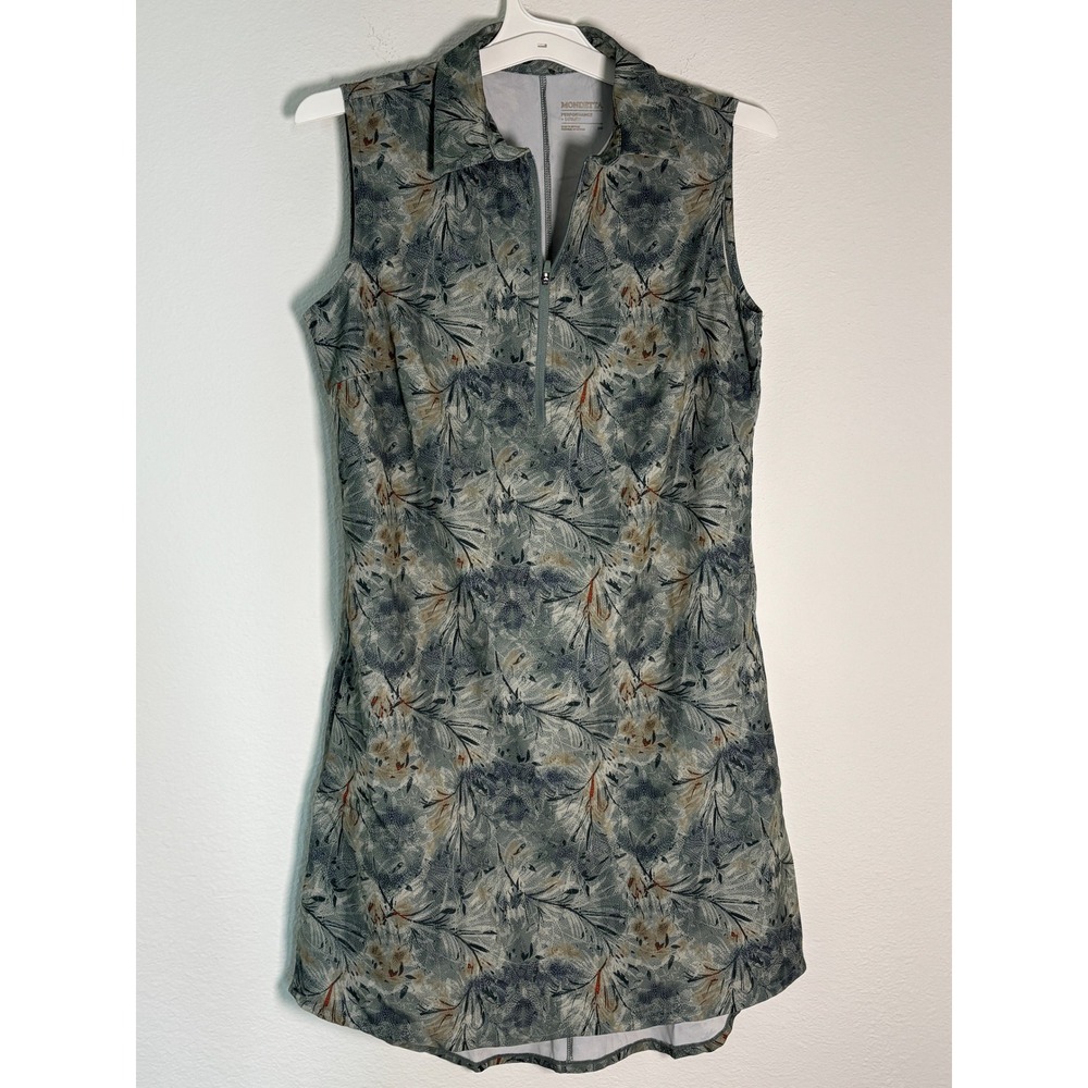 Mondetta Performance Luxury Golf Dress Womens Small Blue Abstract Quarter Zip S